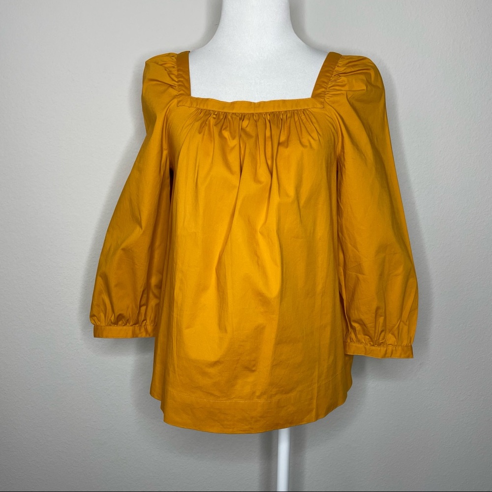 NWT J. Crew Factory Peasant Square Neck Mustard Top